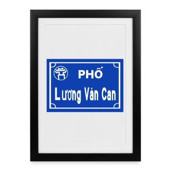 Panneau routier Hanoï Vietnam - Affiche encadrée (27 × 37 cm) - noir - Devant