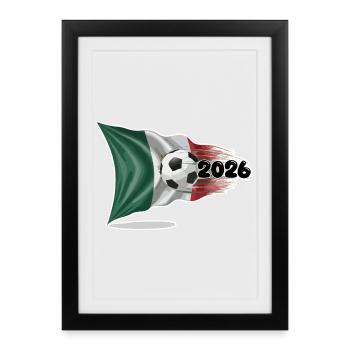 Drapeau du football du Mexique 2026 - Affiche encadrée (27 × 37 cm) - noir - Devant
