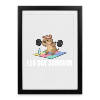 Leg Day Survivor Quokka Workout - Framed poster (27 × 37 cm) - black - Front