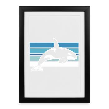 Orca in the ocean strip - Framed poster (27 × 37 cm) - black - Front