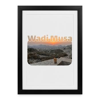 Wadi Musa Sunset Panorama - Framed poster (27 × 37 cm) - black - Front