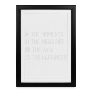 Pleine conscience, moments, souvenirs, bonheur - Affiche encadrée (27 × 37 cm) - noir - Devant