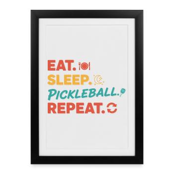 Pickleball Funny Player Eat Sleep Pickleball - Framed poster (27 × 37 cm) - black - Front