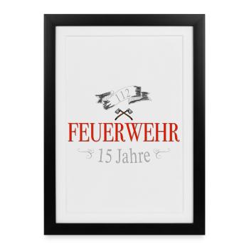 Feuerwehr 15 Jahre Jubiläums-Design - Gerahmtes Poster (27 × 37 cm) - Schwarz - Vorne
