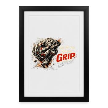 Out Of This World Grip – Astronaut bouldering - Framed poster (27 × 37 cm) - black - Front