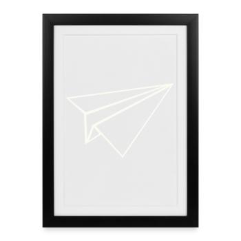 Art en ligne d’avions en papier - Affiche encadrée (27 × 37 cm) - noir - Devant