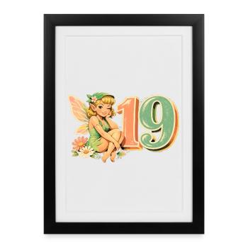 Imprimé promotionnel rétro Elf 19 – Esthétique pastel - Affiche encadrée (27 × 37 cm) - noir - Devant