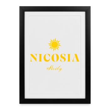 Nicosia Sicily Sun Crest - Framed poster (27 × 37 cm) - black - Front