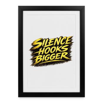 Silence Hooks Design de pêche à la carpe plus grande - Affiche encadrée (27 × 37 cm) - noir - Devant
