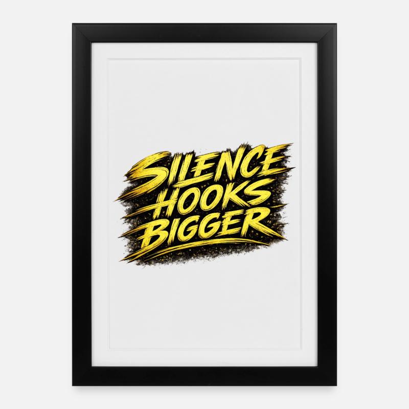 Silence Hooks Design de pêche à la carpe plus grande - Affiche encadrée (27 × 37 cm) - noir