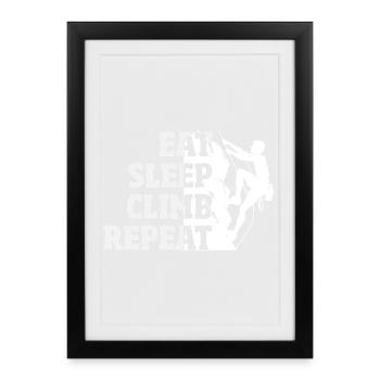 Mange, dors, grimpe, répète, grimpe, dit - Affiche encadrée (27 × 37 cm) - noir - Devant