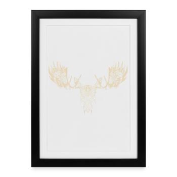 Moose Antler Graphic T-Shirt for Men Modern - Framed poster (27 × 37 cm) - black - Front