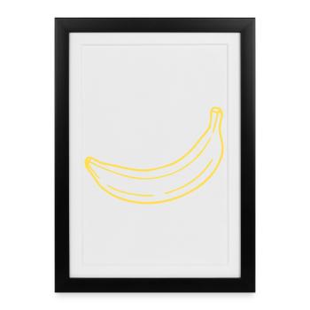 Banane jaune cadeau minimaliste - Affiche encadrée (27 × 37 cm) - noir - Devant