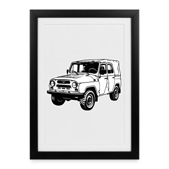 UAZ Off-Road Vehicle (2-color) - Framed poster (27 × 37 cm) - black - Front
