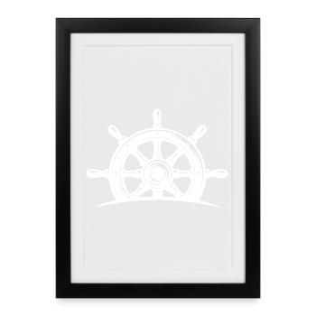 Steering wheel - Framed poster (27 × 37 cm) - black - Front