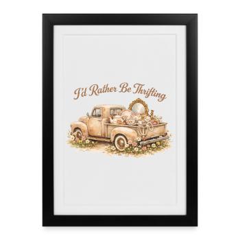 Je Préfère Chiner Brocante Camion Vintage - Affiche encadrée (27 × 37 cm) - noir - Devant