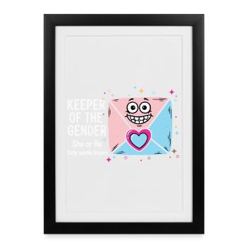 Gender Reveal Baby Shower Keeper Of The Gender - Framed poster (27 × 37 cm) - black - Front