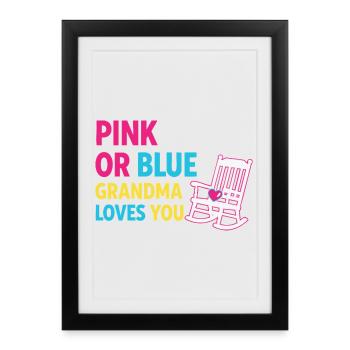 Révélation de sexe Baby Shower Rose ou Blue Grandma - Affiche encadrée (27 × 37 cm) - noir - Devant