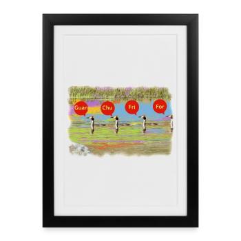 Grebes counting in a funny way - Framed poster (27 × 37 cm) - black - Front