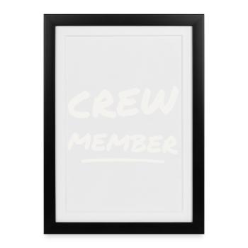 Crew Member Brush Lettering - Team Staff Event - Framed poster (27 × 37 cm) - black - Front