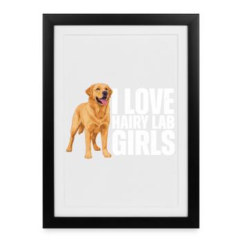 J’adore les labradores poilues Labrador Retriever - Affiche encadrée (27 × 37 cm) - noir - Devant