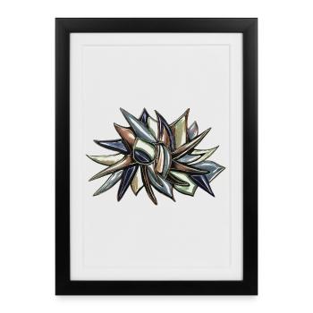 Fleur coupée de kaléidoscope - Affiche encadrée (27 × 37 cm) - noir - Devant