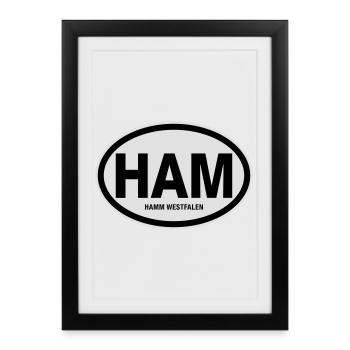 HAM Hamm Westfalen - Gerahmtes Poster (27 × 37 cm) - Schwarz - Vorne