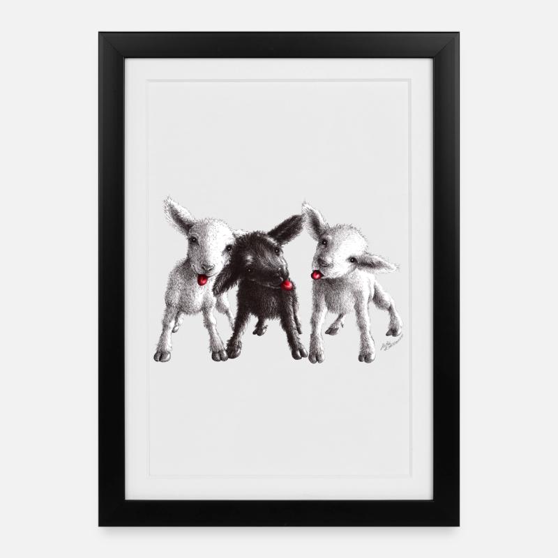 freche schafe - Gerahmtes Poster (27 × 37 cm) - Schwarz