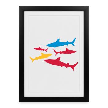 poissons - Affiche encadrée (27 × 37 cm) - noir - Devant