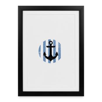 Anchor in striped sky - Framed poster (27 × 37 cm) - black - Front