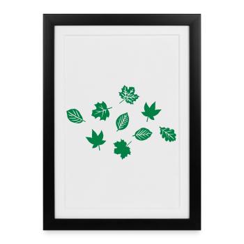 Grüne Blätter, einfärbbar - Gerahmtes Poster (27 × 37 cm) - Schwarz - Vorne