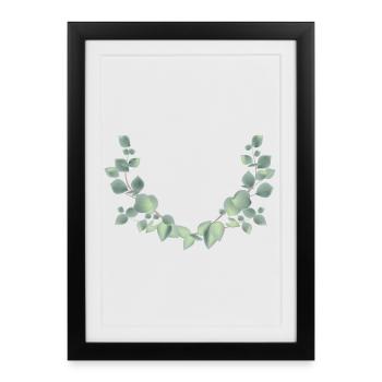 branches d'eucalyptus délicates comme une demi-couronne - Affiche encadrée (27 × 37 cm) - noir - Devant