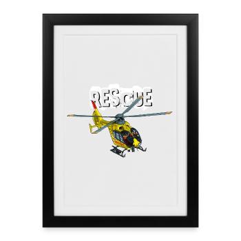 Helicopter rescue - Framed poster (27 × 37 cm) - black - Front