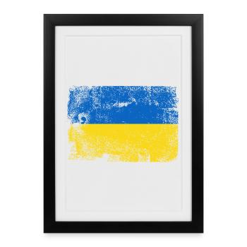 Palette de drapeaux ukrainiens brossés - Affiche encadrée (27 × 37 cm) - noir - Devant