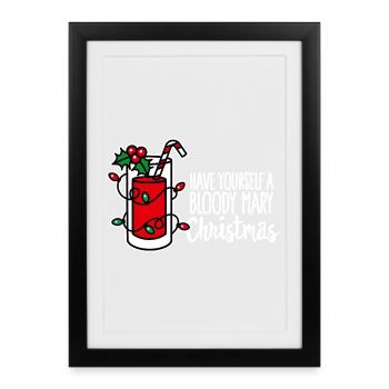 Noël, Ayez-vous un Noël sanglant marie - Affiche encadrée (27 × 37 cm) - noir - Devant