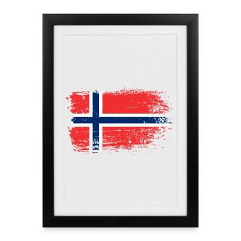 Norwegian Flag Grunge Texture - Framed poster (27 × 37 cm) - black - Front