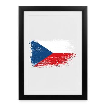 Drapeau tchèque Brush Splash - Affiche encadrée (27 × 37 cm) - noir - Devant