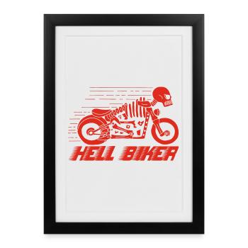 Red skeleton motorcycle - Framed poster (27 × 37 cm) - black - Front