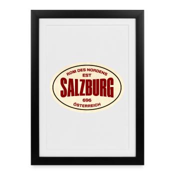 Timbres de voyage vintage de Salzbourg - Affiche encadrée (27 × 37 cm) - noir - Devant