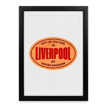 Timbre de la ville de Liverpool Rétro - Affiche encadrée (27 × 37 cm) - noir - Devant