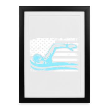 Nageur patriote - Affiche encadrée (27 × 37 cm) - noir - Devant