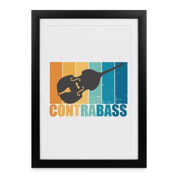 Contrabasse Instrument Vintage Musicien Cadeau - Affiche encadrée (27 × 37 cm) - noir - Devant