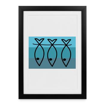 SARDINE. FISH. APRIL FOOL. EASTER. SEA - Framed poster (27 × 37 cm) - black - Front