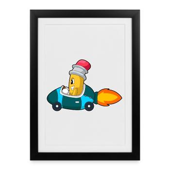 Voiture crayon - Affiche encadrée (27 × 37 cm) - noir - Devant