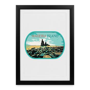 Ribeira da Janela, île de Madère, Portugal - Affiche encadrée (27 × 37 cm) - noir - Devant