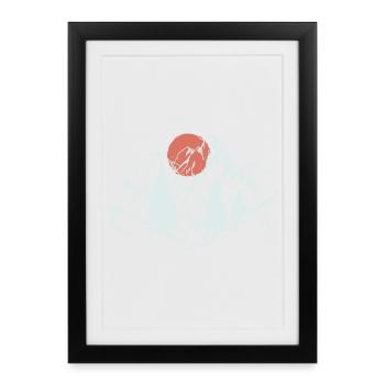 Soleil pourpre sur les pins alpins - Affiche encadrée (27 × 37 cm) - noir - Devant