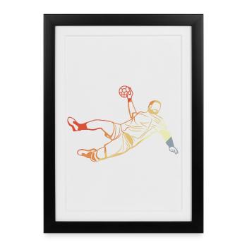 Joueur de handball rétro - Affiche encadrée (27 × 37 cm) - noir - Devant