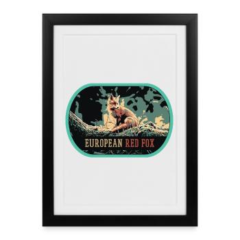 Illustration European Red Fox, Wild Beauty - Framed poster (27 × 37 cm) - black - Front