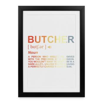 Terme de boucher - Affiche encadrée (27 × 37 cm) - noir - Devant