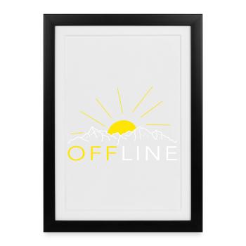 Hors ligne Montagne Randonnée Trekking Sports Alpinisme - Affiche encadrée (27 × 37 cm) - noir - Devant